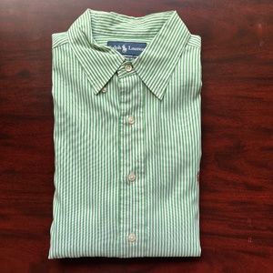Polo Ralph Lauren Long Sleeve Button Down - Green and White